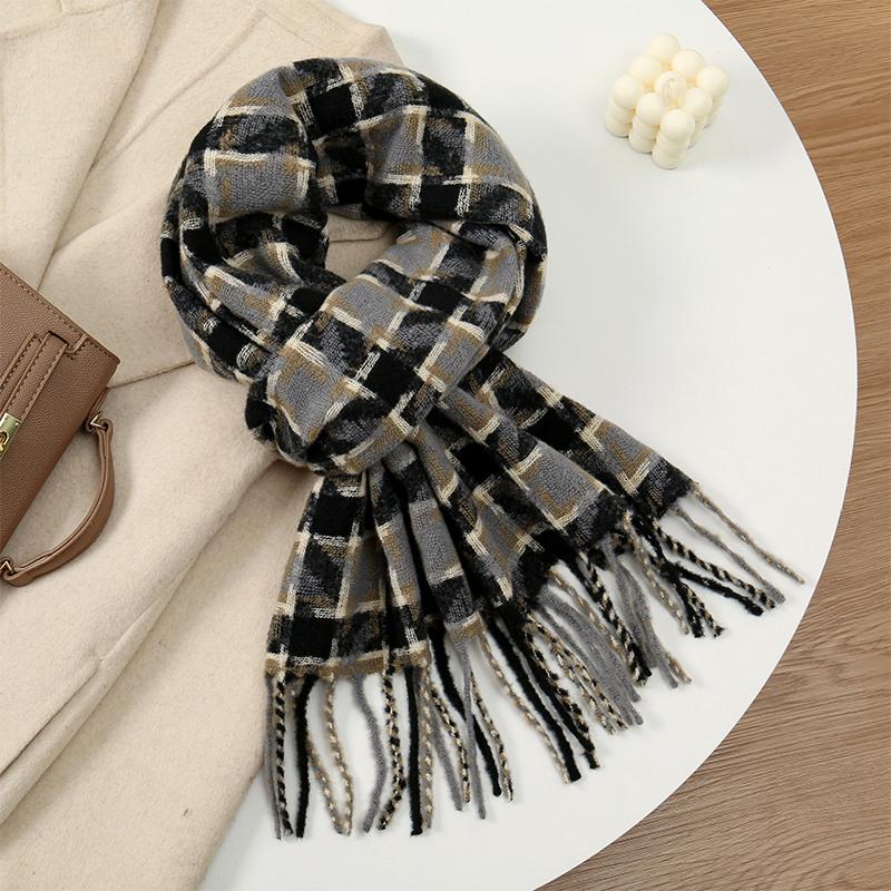 Women Winter Cashmere Scarf Plaid Pashmina Luxury Brand Shawls and Wraps Bufanda Hijab Travel Stoles Echarpe Warm Blanket