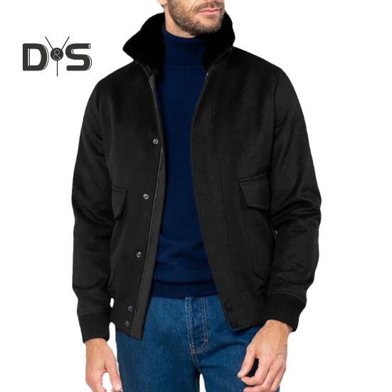 Осенне-зимняя мужская куртка с плюшевой строчкой, однобортная куртка с длинным рукавом и карманами с клапанами, однотонная шерстяная верхняя одежда