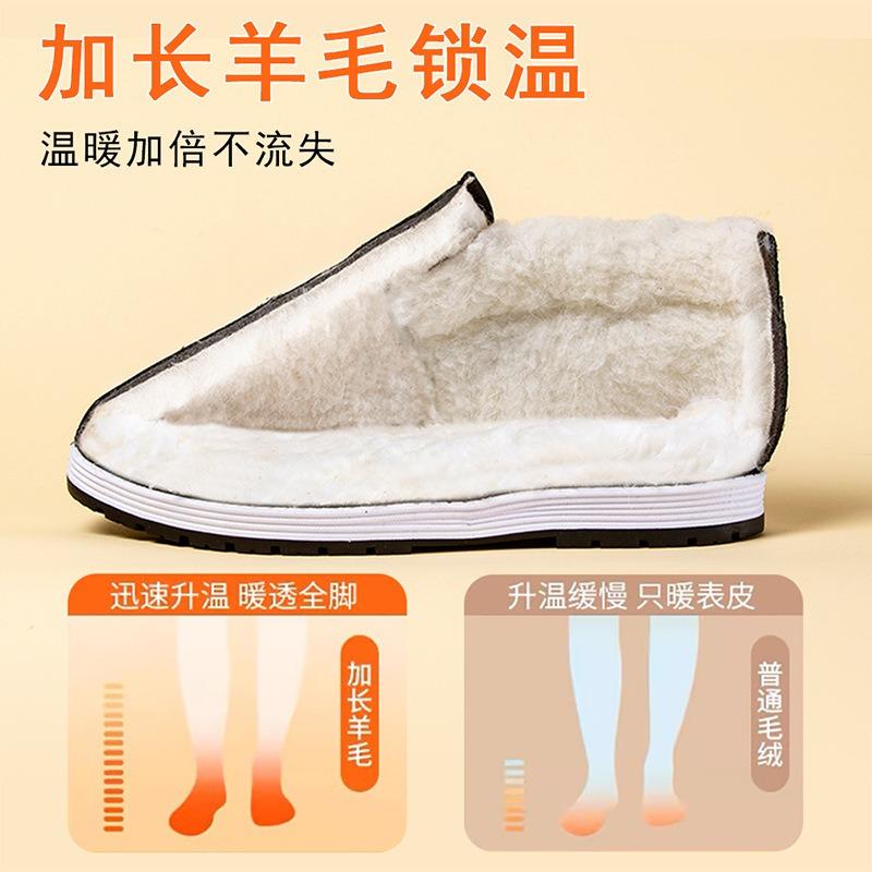 Winter Old Beijing Cloth Shoes New Men's Cotton Shoes Piled Thickened Non-slip Warm One Pedal High Top