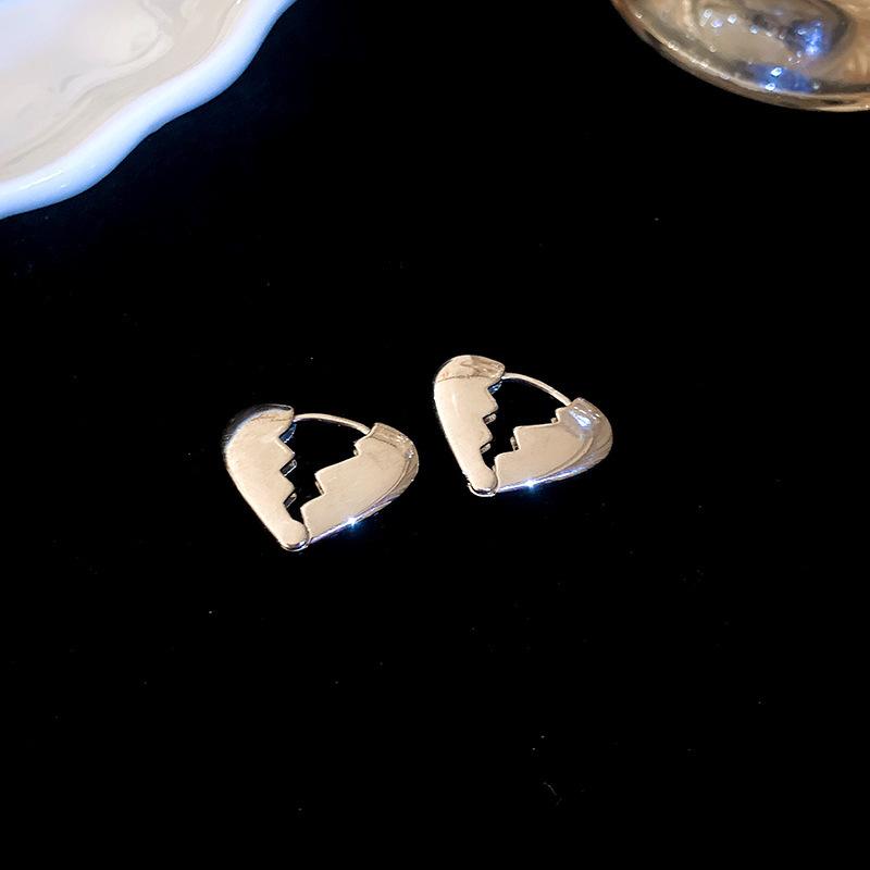 Серебряная игла, покрытие из настоящего золота, металлические геометрические серьги-гвоздики, серьги в стиле темпераментный холодный ветер, легкая роскошь, летние высококлассные серьги