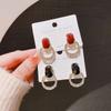 Fashion Crystal Round Circle Dangle Earrings for Women Black Red Square Acrylic Drop Earrings Party Geometry Simple Jewelry