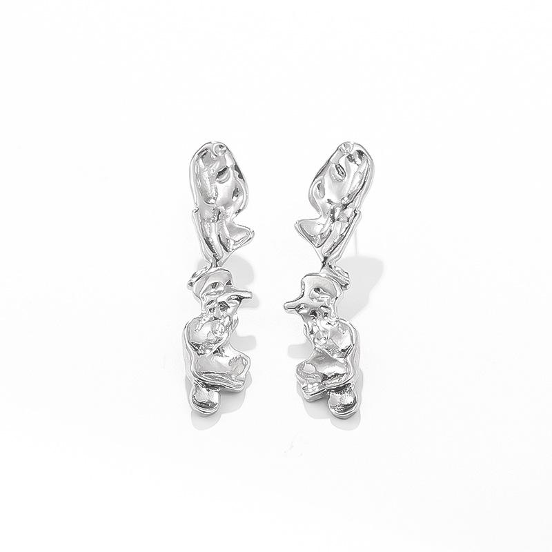 European and American irregular lava metal wind necklace femininity versatile exaggerated design earrings bracelet set