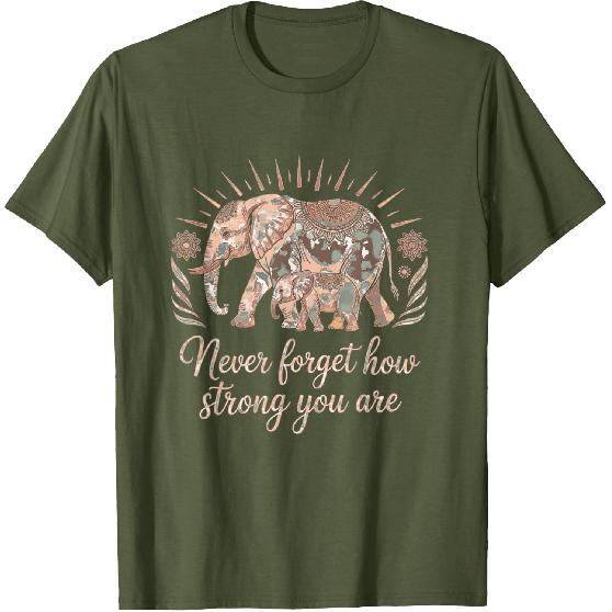 Boho Elephant Strength and Resilience Affirmation T-Shirt