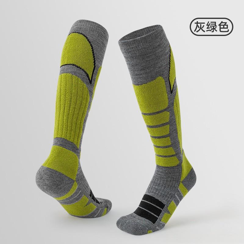 Mens High-Cut Thick Warm Wool-Blend Ski Socks With Towel Bottom Anti-Slip Moisture-Wicking Winter Sports