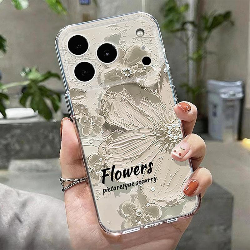 Масляная живопись Цветы Чехол для телефона Для iPhone 17 Pro Max Чехол iPhone 16 15 14 13 12 Pro Max 11 Прозрачный ТПУ Силиконовый Мягкий Чехол