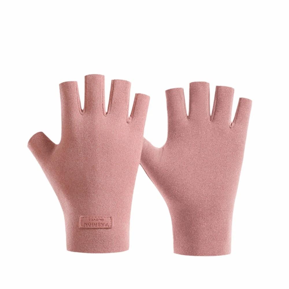 Double-sided Plus Velvet Half-finger Gloves Elastic Indoor Office Gloves  Autumn and Winter