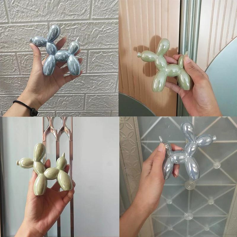 11cm Creative Balloon Dog Abstract Ceramic Ornament Sculpture Study Room Statue Home Office Accessories Decoration Gift