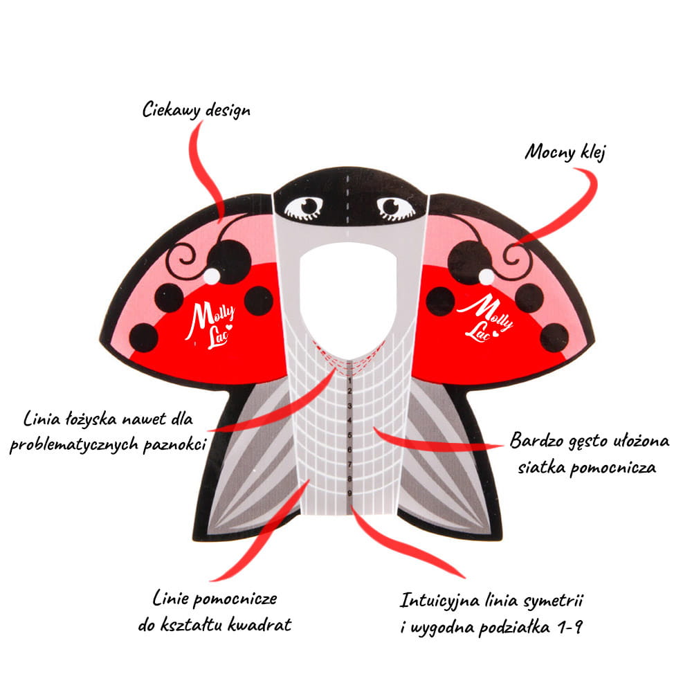 Szablony Formy Do Paznokci 500Szt Ladybug Biedronka Mollylac