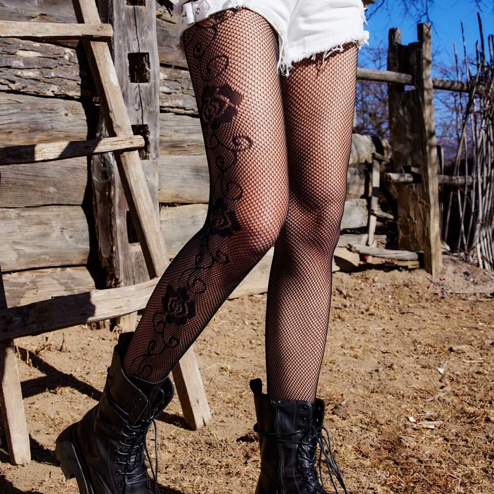 Women Flowers Mesh Stocking Fishnet Tights Party Club Pantyhose Lolita Gothic Clothes Sexy Lingerie