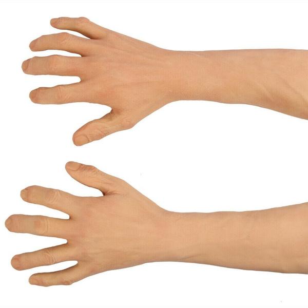 Человеческая перевернутая искусственная рука имитирует мужские силиконовые искусственные конечности из искусственной кожи, искусственные перчатки