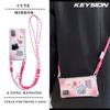 KEYSION Crossbody Strap Phone Case for Samsung A51 4G Cute Cartoon Long Lanyard Mirror Shockproof Cover for Galaxy A51