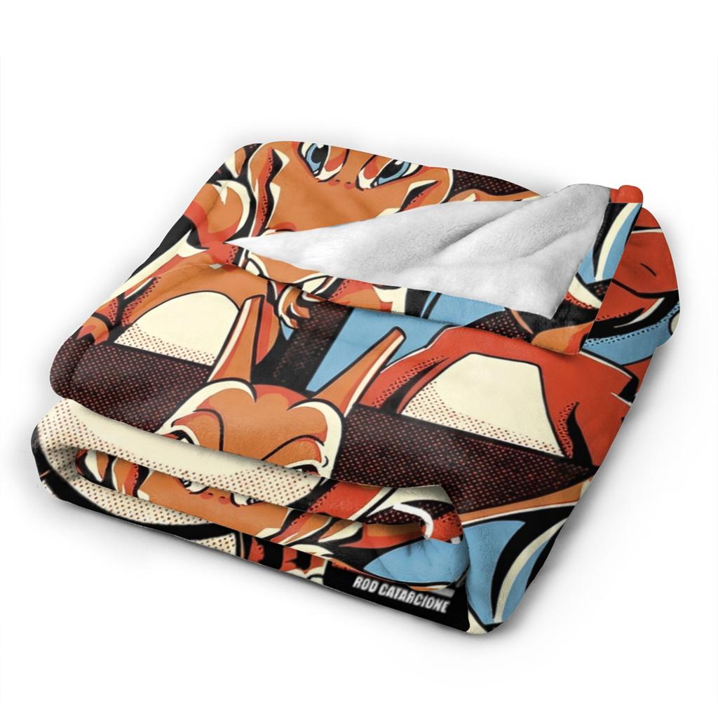 Pokemoned  Coral Fleece Plush Throw Blankets Charmander Charmeleon Charizard Blanket for Bedding Couch Warm Plush Thin Quilt,