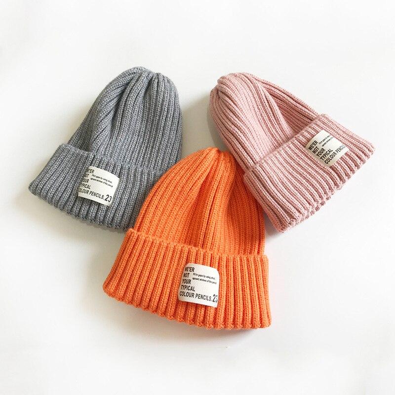 Fashion Candy Color Kids Hats Warm Knit Bonnet Caps Children Girls Boys Hats Baby's Cute Wool Hat