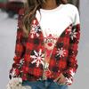 Christmas Women's Sweatshirt Designer Round Neck Long Sleeve Loose Casual Fall Red Plaid Fake Zipper Elk Fun Graphic Print Tops