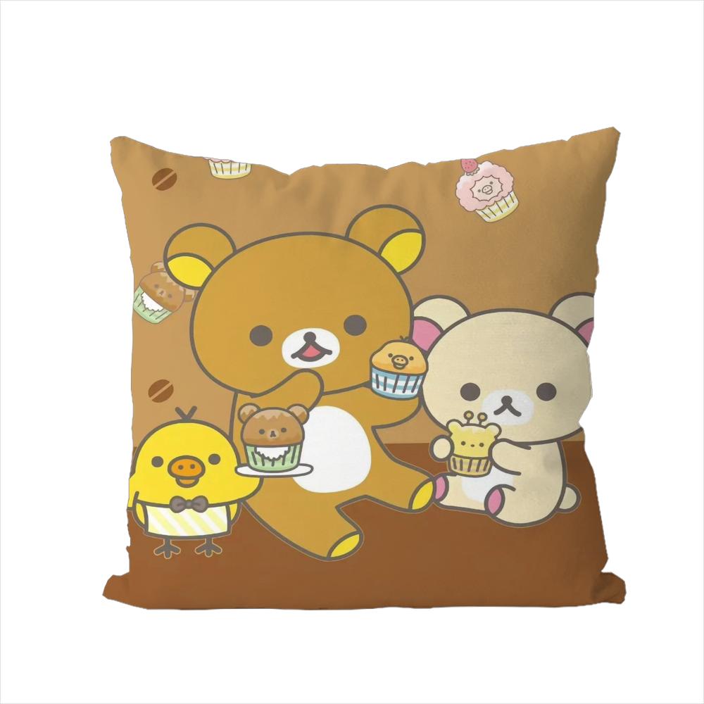 Милая Наволочка Rilakkuma Для Автомобиля Дивана Декоративная Домашняя Двусторонняя Печать Плюшевая Квадратная Подушка Декоративная Подушка Чехол