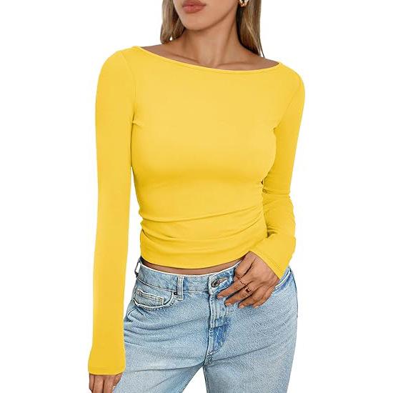 Women's European-Style Sexy Milk Silk Long-Sleeve T-Shirt