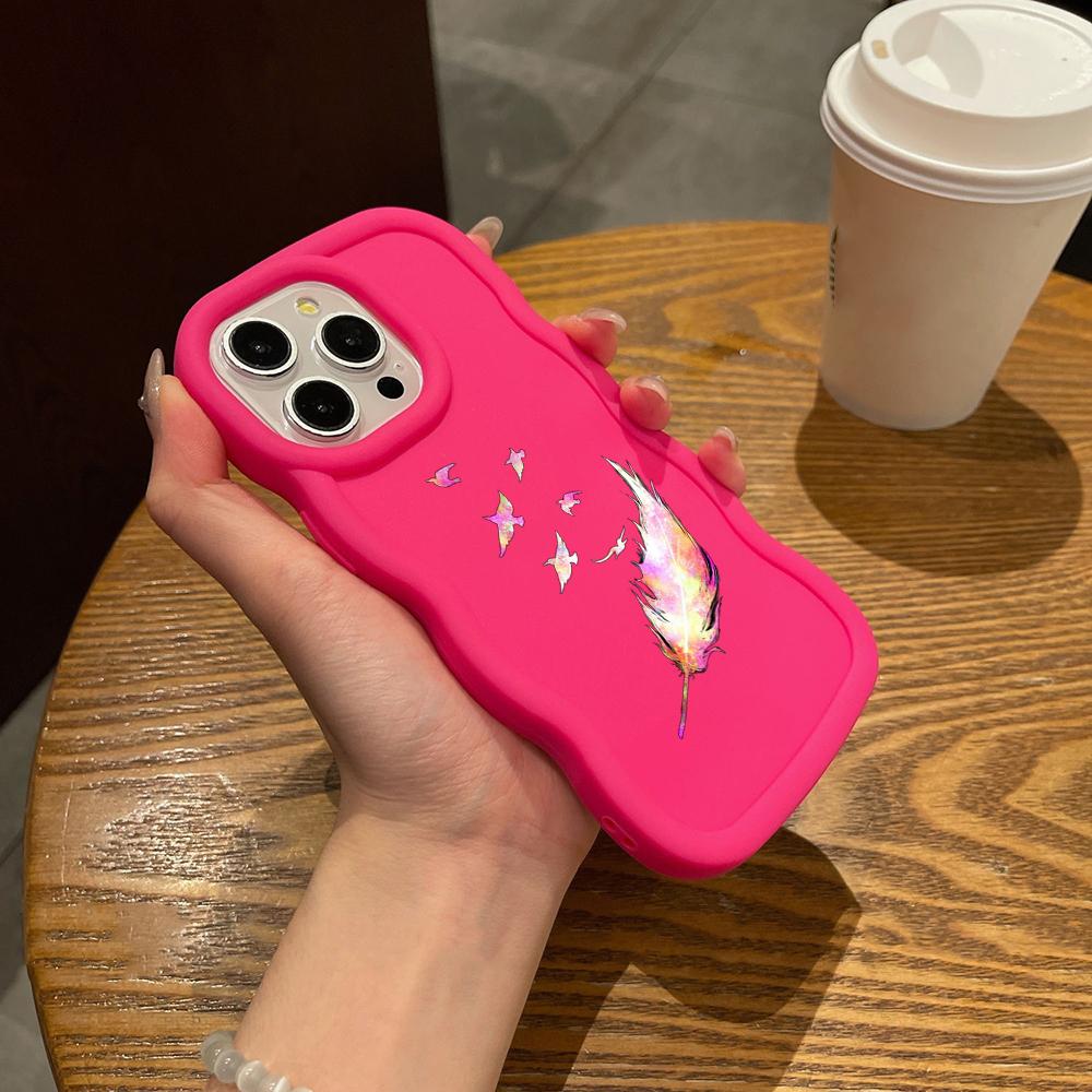 Чехлы для телефонов N76 Butterfly Macaron Wavy Edge для iPhone 16 Pro Max Samsung S24 Plus S23 Ultra A35 A54 A55 Xiaomi Redmi Note 13, противоударный чехол