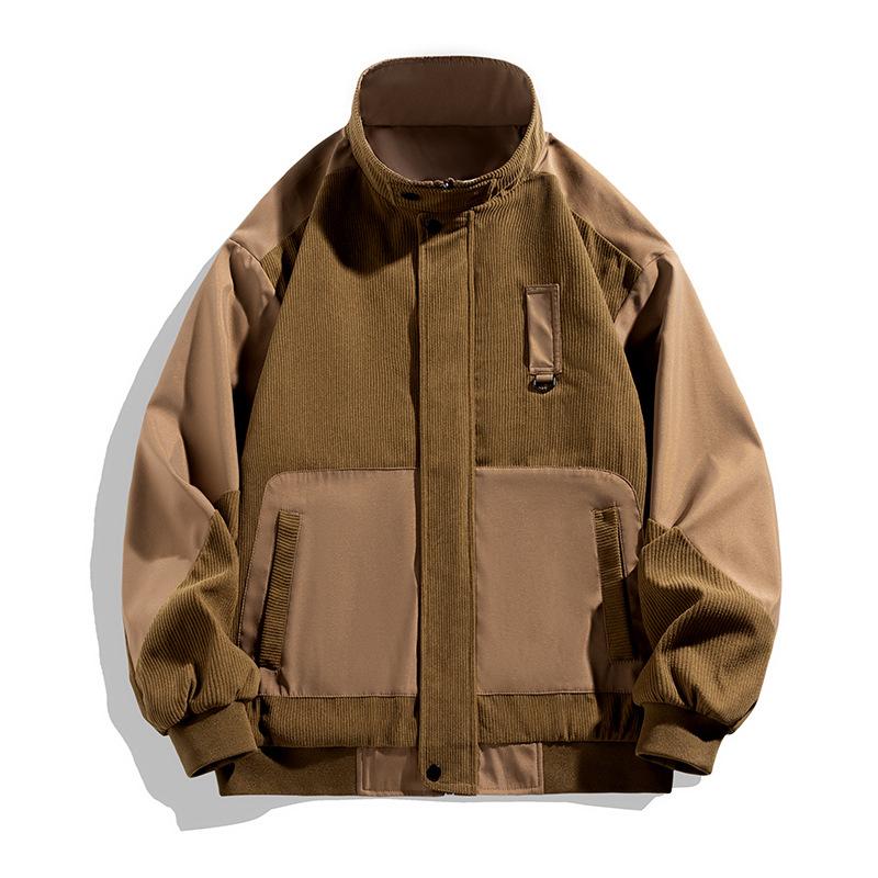 Spring and Autumn New Corduroy Simple Long Sleeve Jacket Fashion Brand Men's Casual Loose Stand Collar Coat