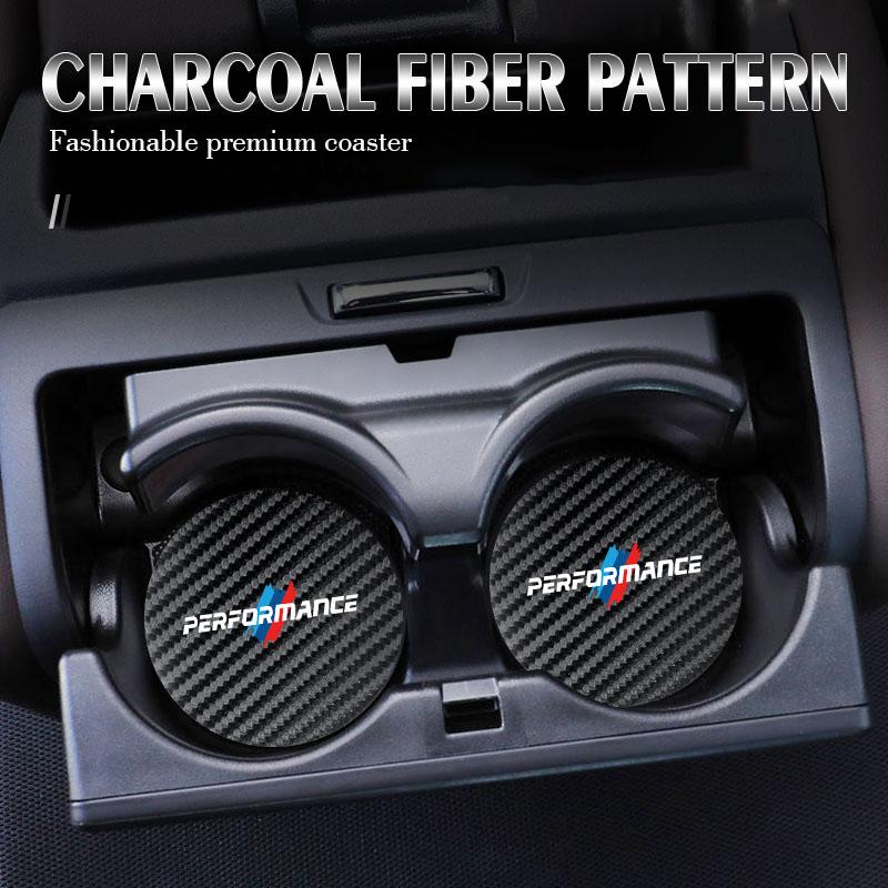 SCKS3 For BMW G30 G32 G01 G02 G05 G06 G07 G26 G23 G22 F40 F20 G08 G16 Stickers 2Pcs Leather Coaster Anti-noise Water Cup Pad Cushion