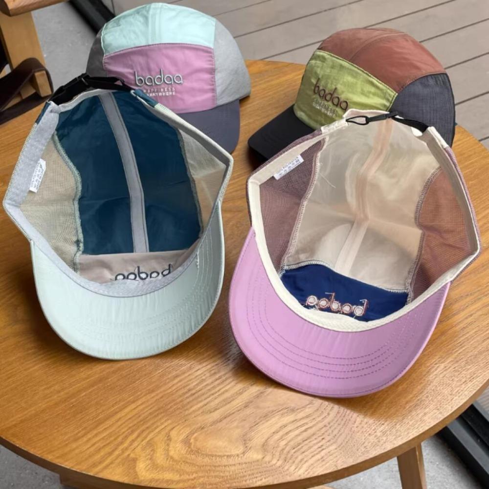 Техwear Бейсболка с цветовыми блоками, 5 панелей, для мужчин и женщин, вышивка букв нейлоном, идеальна для уличной моды, легкая шляпа