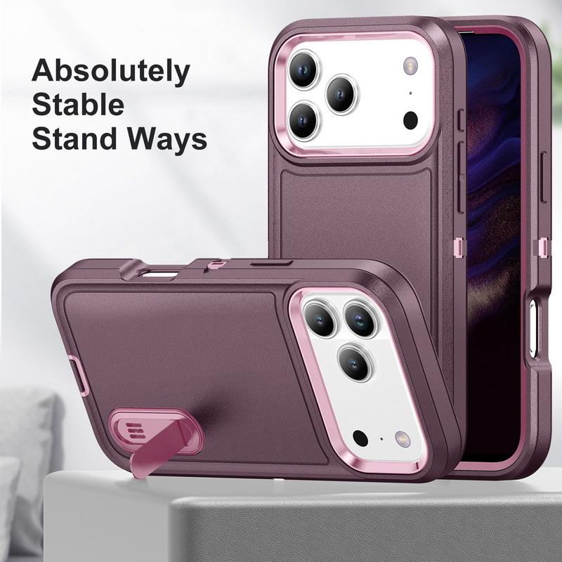 Чехол-подставка конфетного цвета для iPhone 17 Pro 16 15 14 13 Pro Max 17e 16e Прочный силиконовый бампер Гибридный 3-в-1 Ударопрочный Матовый чехол
