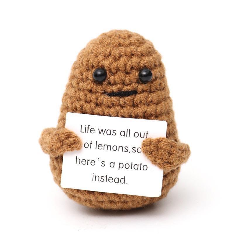 1 шт. Картошка Позитивной Энергии Мини Ручная Работа Плюшевая Вязаная Кукла с Картой Забавная Вязаная Кукла для Снятия Стресса Домашнее Украшение