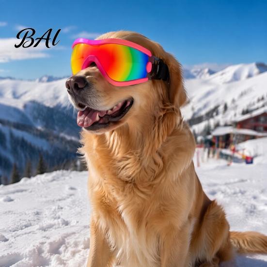 Durable Polycarbonate Lens Dog Glasses Goggles, UV Protection Sunglasses with Adjustable Straps, Stylish Pet Skiing Gear for Dogs Shades, Windproof