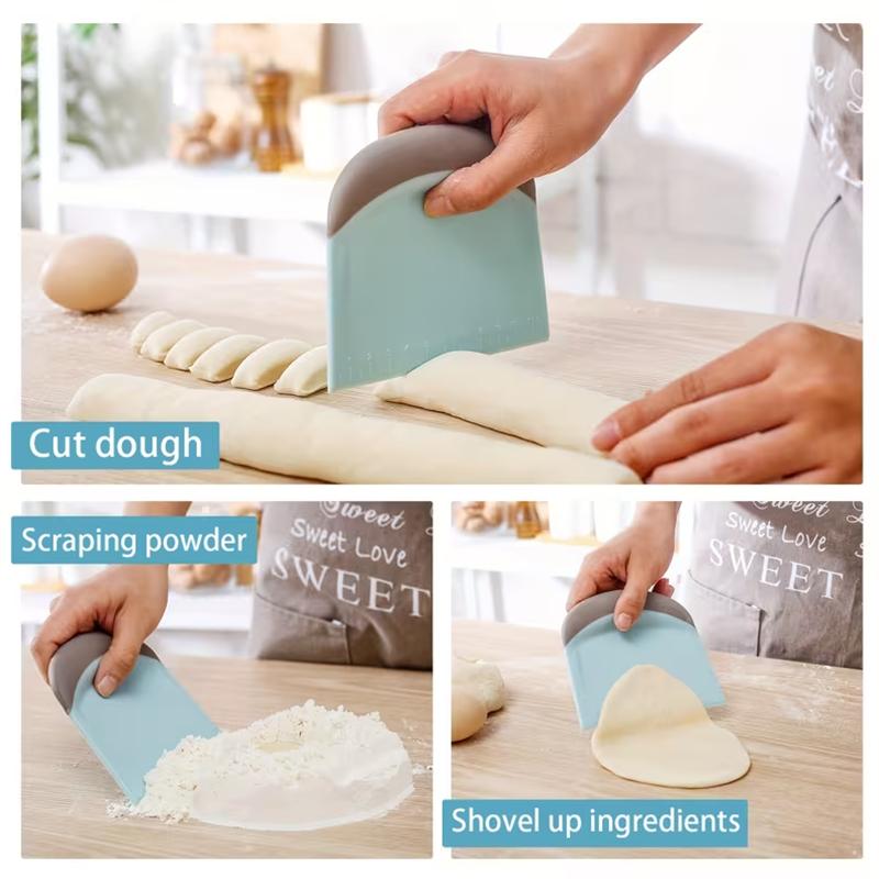 Dough Cutter with Measurement Marks 1/2pcs Flexible Multipurpose Kitchen Pastry Cutter Tool Bench Scraper for Bread Dough Cake