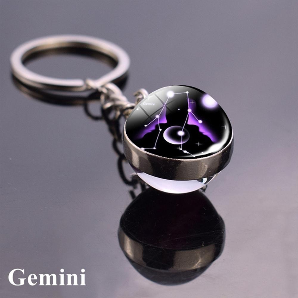 Мужчины Женщины Ювелирные изделия Стеклянный шар Подвеска Скорпион 12 Созвездий Брелки Зодиакальный Брелок