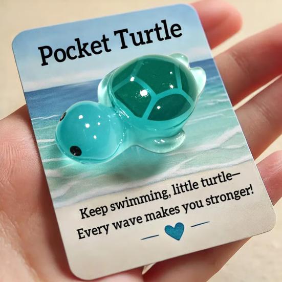 Pocket Hug Turtle Emotional Support Animal with Pocket Hug Card Positive Mini Penguin Elephant Gift for Friends Kids Coworkers