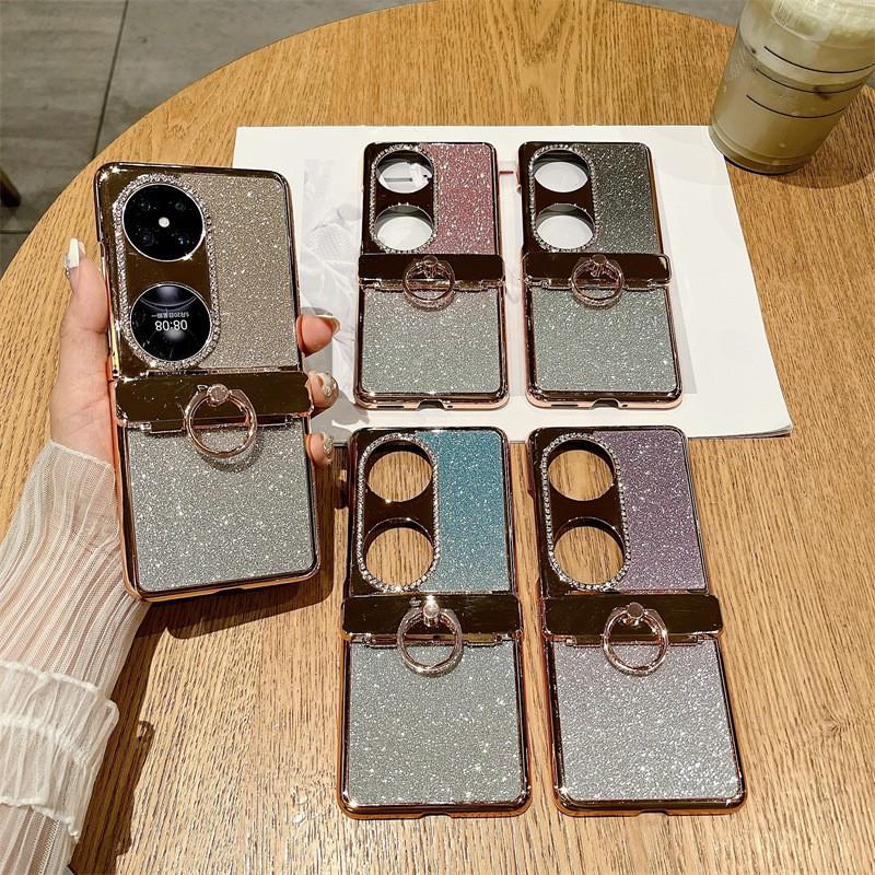Pocket 2 Case Foldable Phone Cover With Ring Stand Soft Leather PC Hybrid Shockproof Protective Shell Women