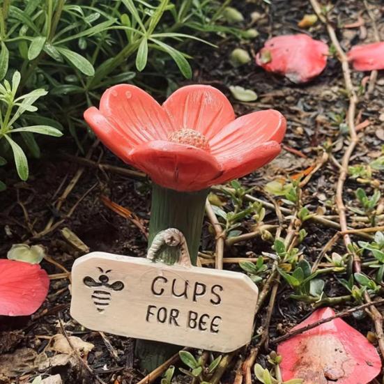 Безопасная мелкая миска для питья, безопасная для пчел, в форме цветка, керамическая поилка для пчел, легкая чистка, декор для сада на открытом воздухе