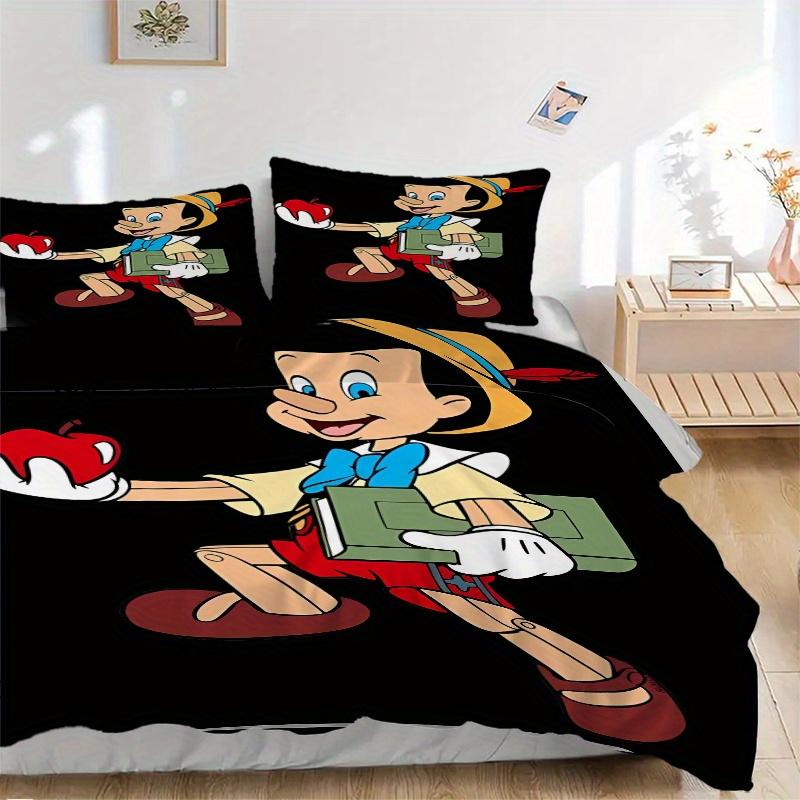 3pcs Apple Pinocchio Design Cartoon Printed Quilt Set - Soft and Comfortable Quilt Cover for Bedroom, Guest Room and Dormitory Decorative Bedding