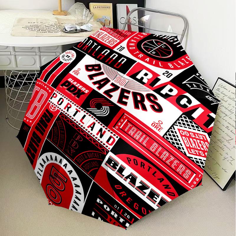 Trail Blazers Logo Umbrella Folding umbrella, automatic umbrella 8-Frame for Travel, camping Use Gift for Halloween Christmas