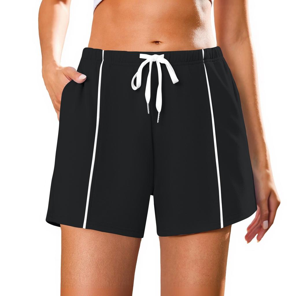 Женские летние повседневные спортивные шорты с высокой талией и кулиской