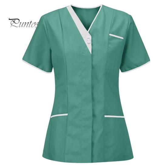 Униформа медсестры, скрабы, топы, женские комбинезоны с v-образным вырезом и короткими рукавами, карманы, лоскутная цветная рабочая одежда для кормления, рабочая одежда