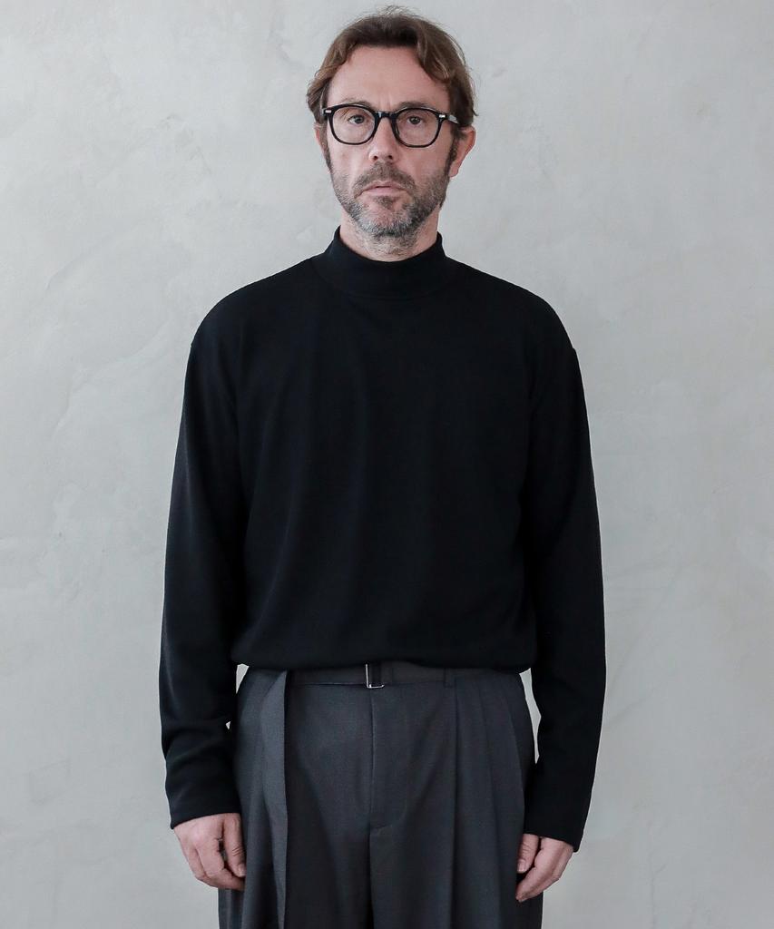 ESN Ribbed Half Turtleneck Knit T-Shirt Black