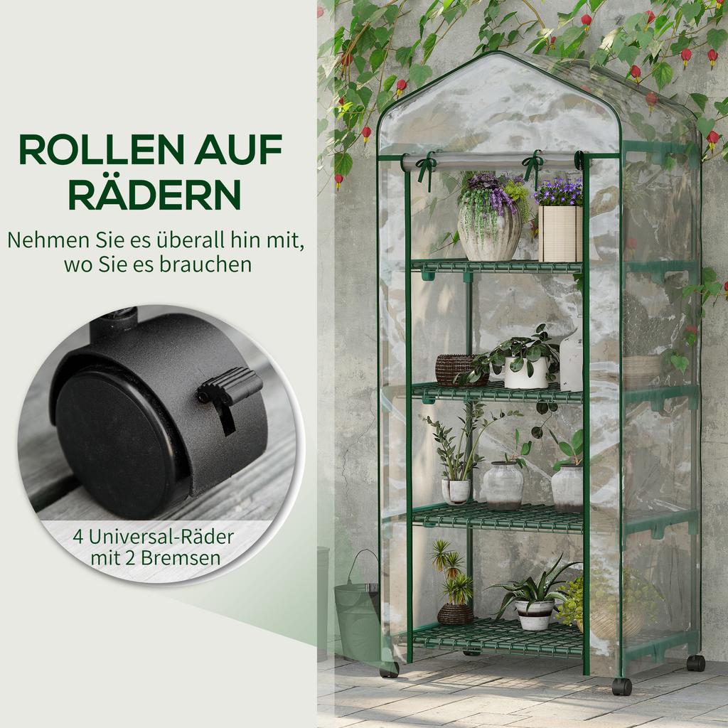Foil Mini Greenhouse Cold Frame, 4 Shelves, 69 x 50 x 165 cm, Transparent