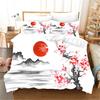 Японский дизайн «Цветы сливы и океанская волна» из 3 предметов постельного белья: односпальная двуспальная кровать, пододеяльник и 2 наволочки