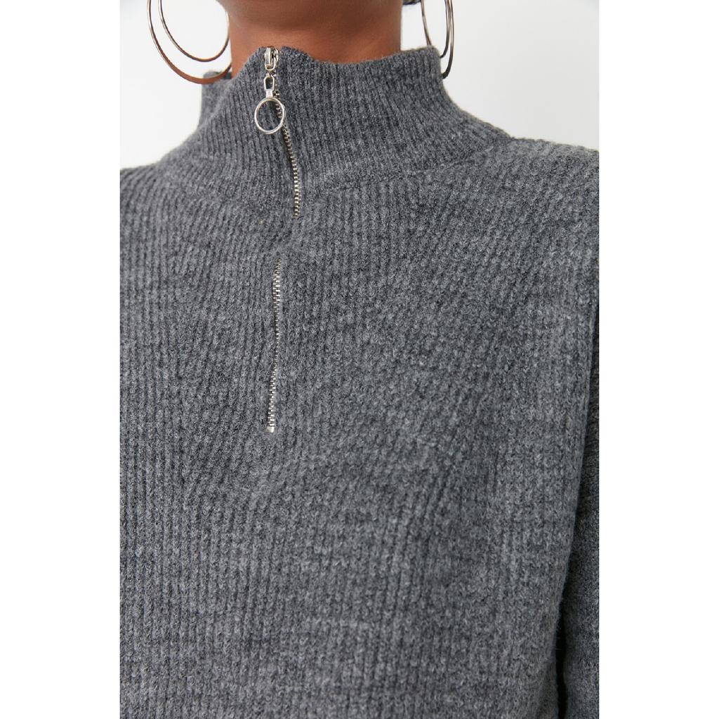 Мягкий текстурированный трикотаж антрацитового цвета на молнии Twoaw20xs0009