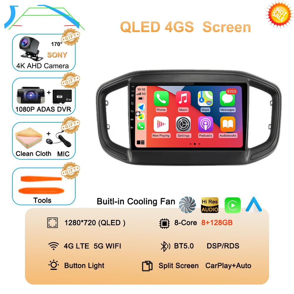 Android 14 Auto Carplay для Fiat Strada 2020 2021 2022 Автомобильный радиоприемник Мультимедиа Видеоплеер GPS-навигация Стерео 360 Камера WIFI