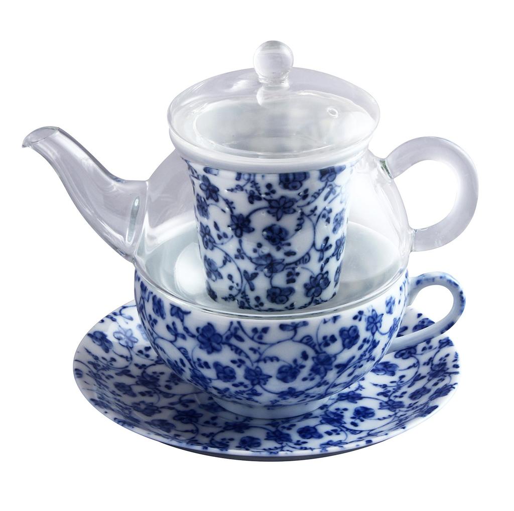 Toyo Ceramics Arita Ware Celand Glass Tea for One Flower Arabesque TFO-003