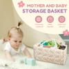 Органайзер для подгузников с цветочным принтом, с ручками и съемными перегородками, портативная корзина для хранения в детской, универсальная корзина для хранения детских вещей