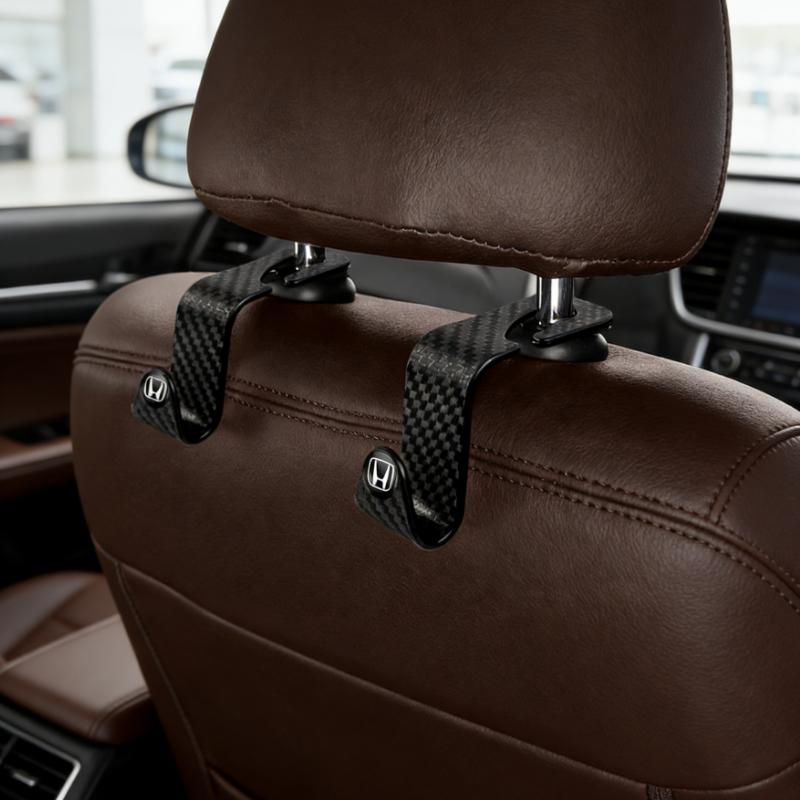 2Pcs Car Hidden Seat Hook Multi-Purpose Carbon Fiber Texture Honda Car Seat Back Creative Multi-function On-Board Hooks XI6