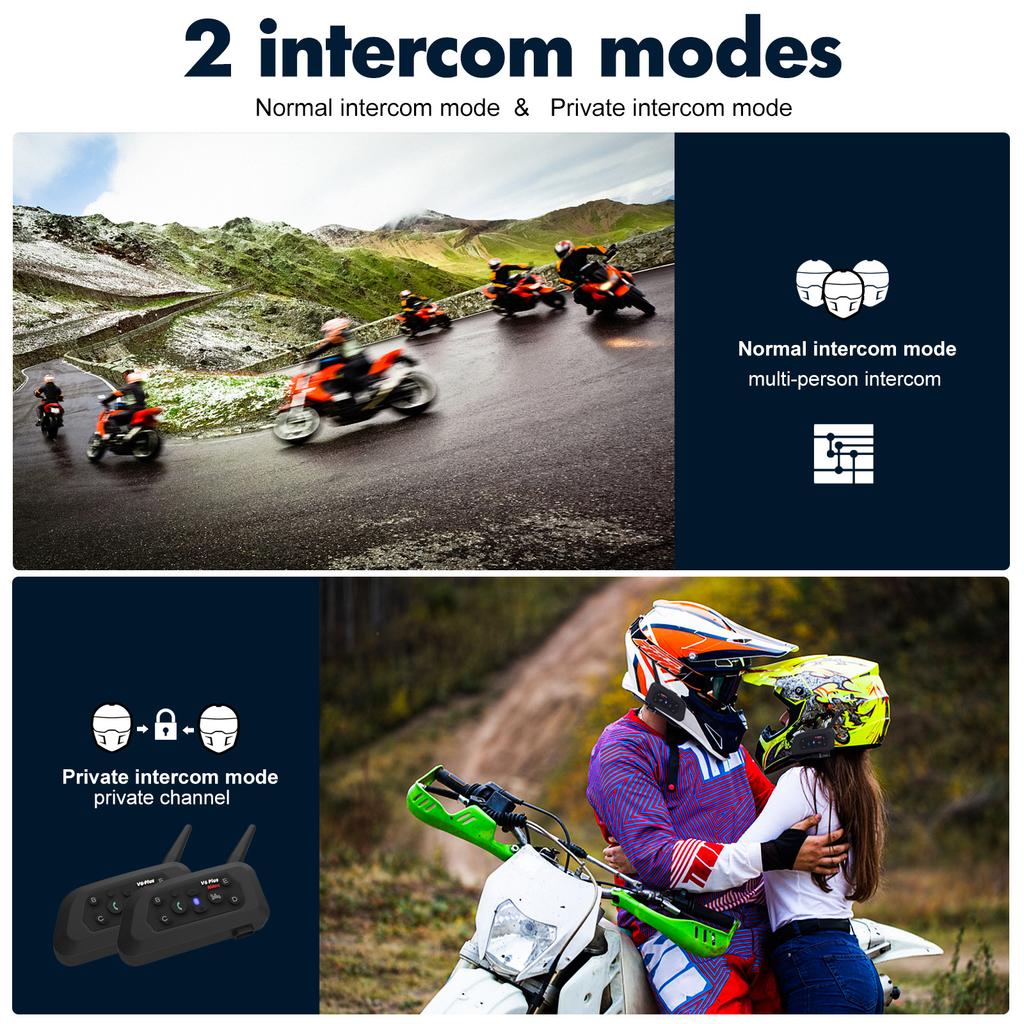 V6PLUS Full Duplex Motorcycle Bluetooth Intercom Helmet System