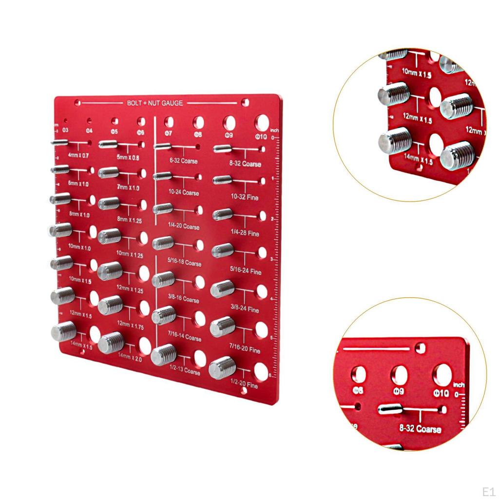 Прибор для проверки резьбы гаек и болтов, красного цвета, идентификация болтов, стандартный метрический квадратный винт
