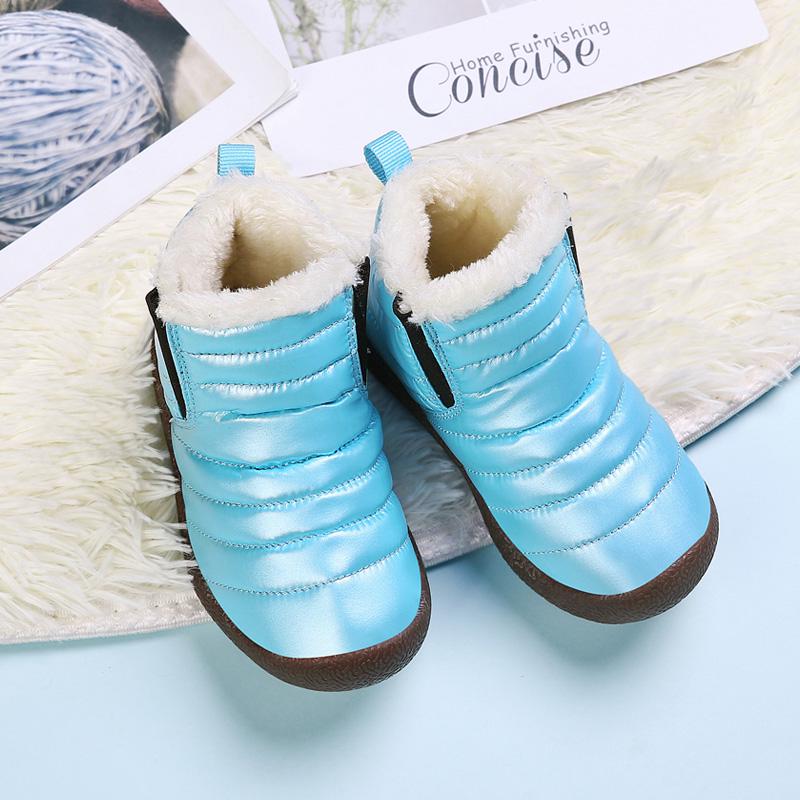 TUINANLE Детские зимние сапоги, зимняя нескользящая непромокаемая хлопковая обувь, детская утепленная плюшевая обувь без шнуровки для девочек