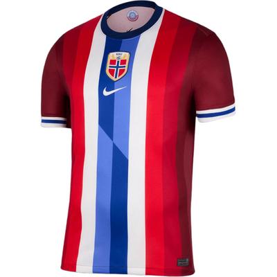 Футболка Dri-FIT Striped с круглым вырезом и коротким рукавом, сезон 2024/25, версия для игроков сборной Норвегии, мужские топы, красные FZ0162-677