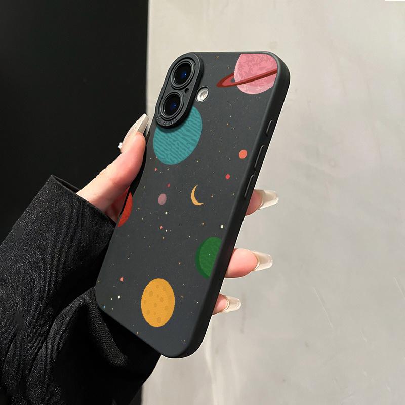 Мультяшный чехол для телефона с рисунком планет, подходит для iPhone 17 16 15 14 13 12 11 Pro/Max/Plus, противоударная задняя крышка