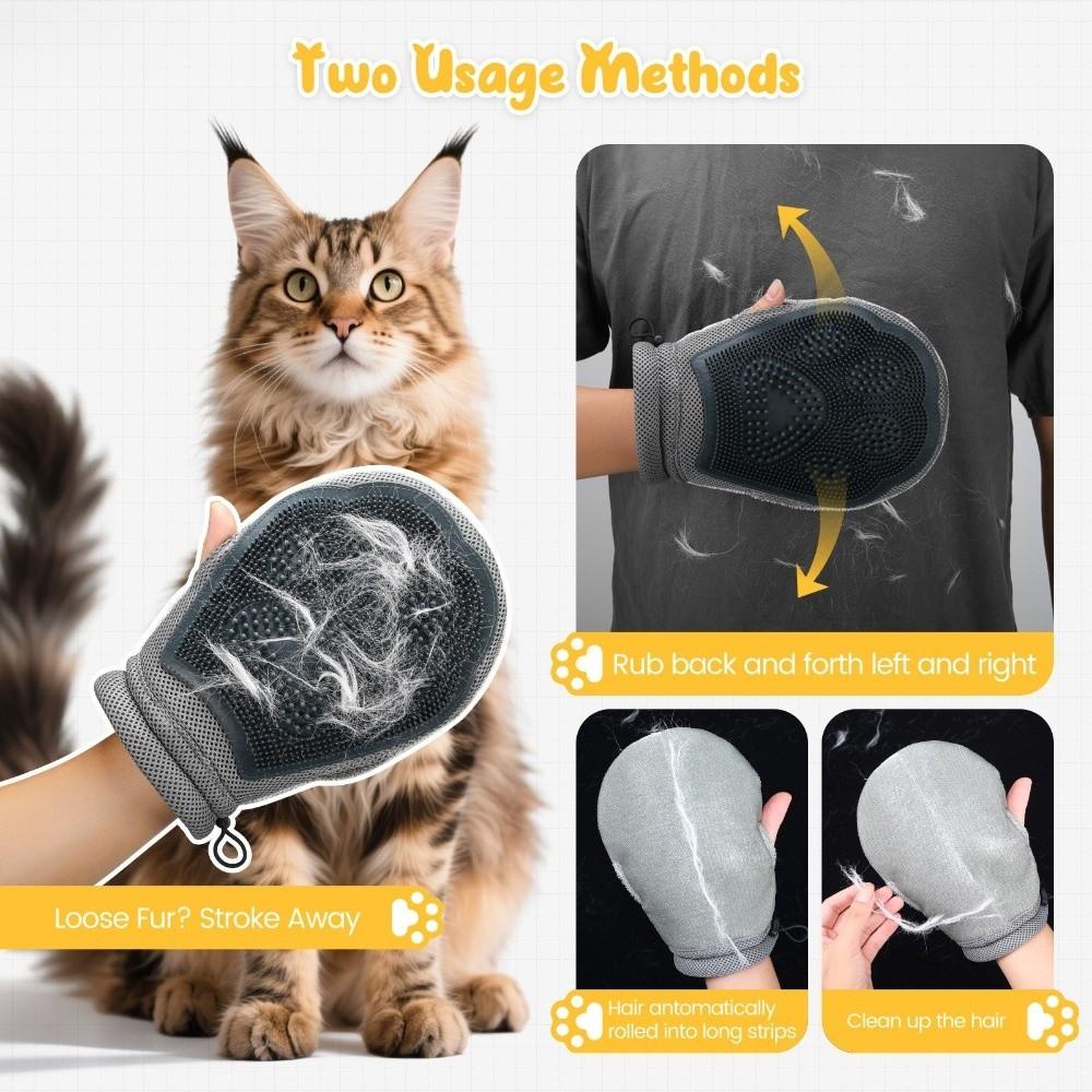 Double-sided Pet Hair Removal Glove Anti-Slip Soft Cat Grooming Gloves Thumb Opening Design Effective Cat Cleaning Brush Couch